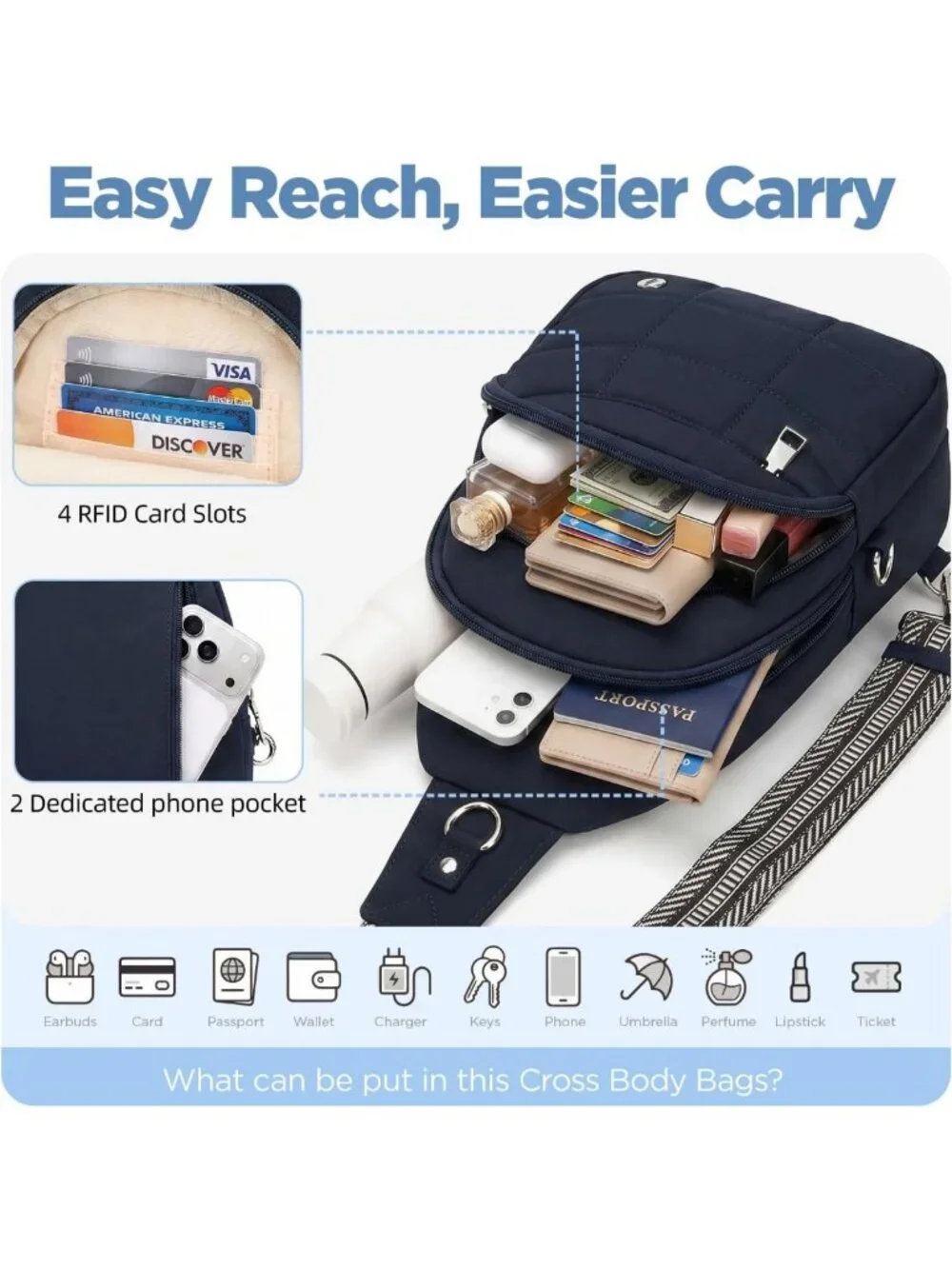 Stylish Anti-Theft Sling Bag for Women | Lightweight RFID Crossbody Purse